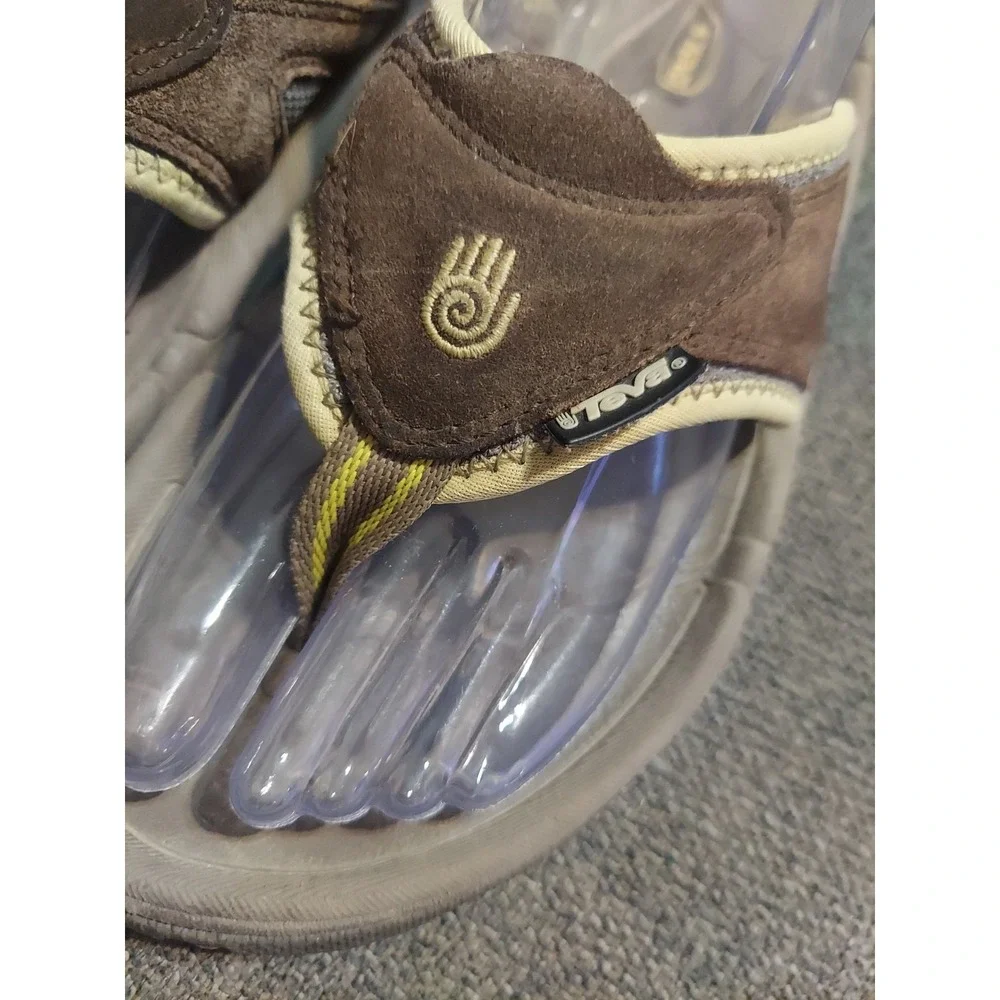 Teva Mens 8 Suede Thong Flip Flops Sandals Outdoor Toe Post Leather Brown Pool